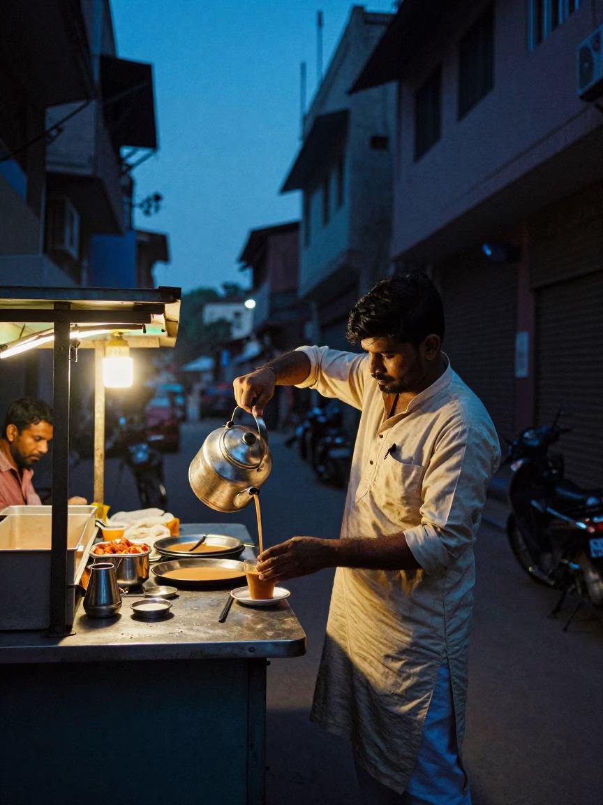 Pouring Chai in Hyderabad in in Hyderabad, India