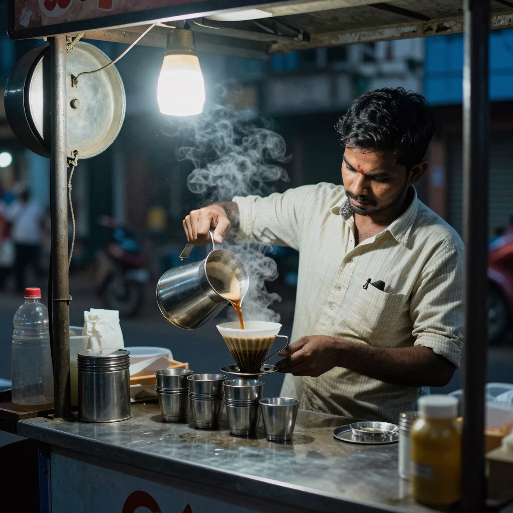Pouring Coffee in Chennai in in Chennai, India