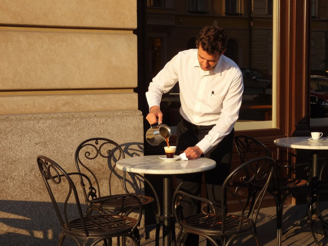 Pouring Espresso in Vienna in in Vienna, Austria