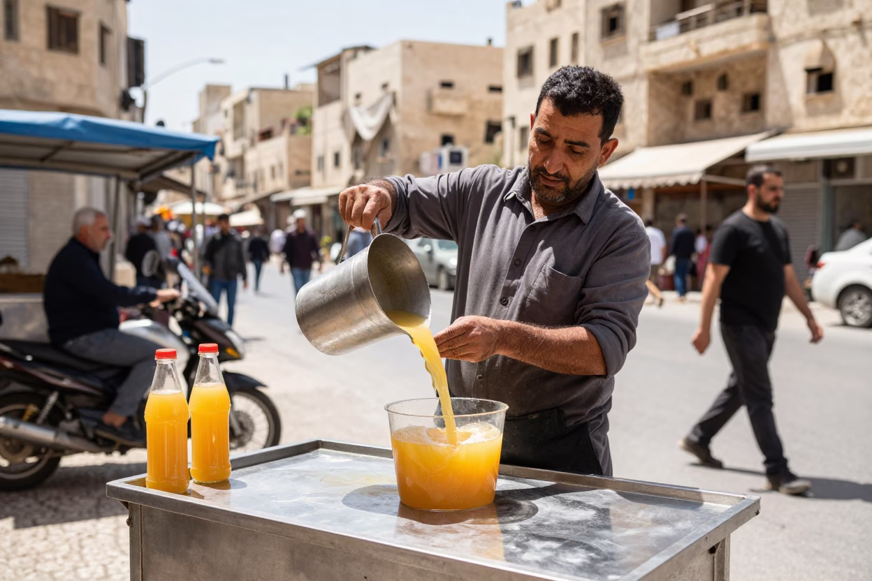 Pouring Juice in Amman in in Amman, Jordan