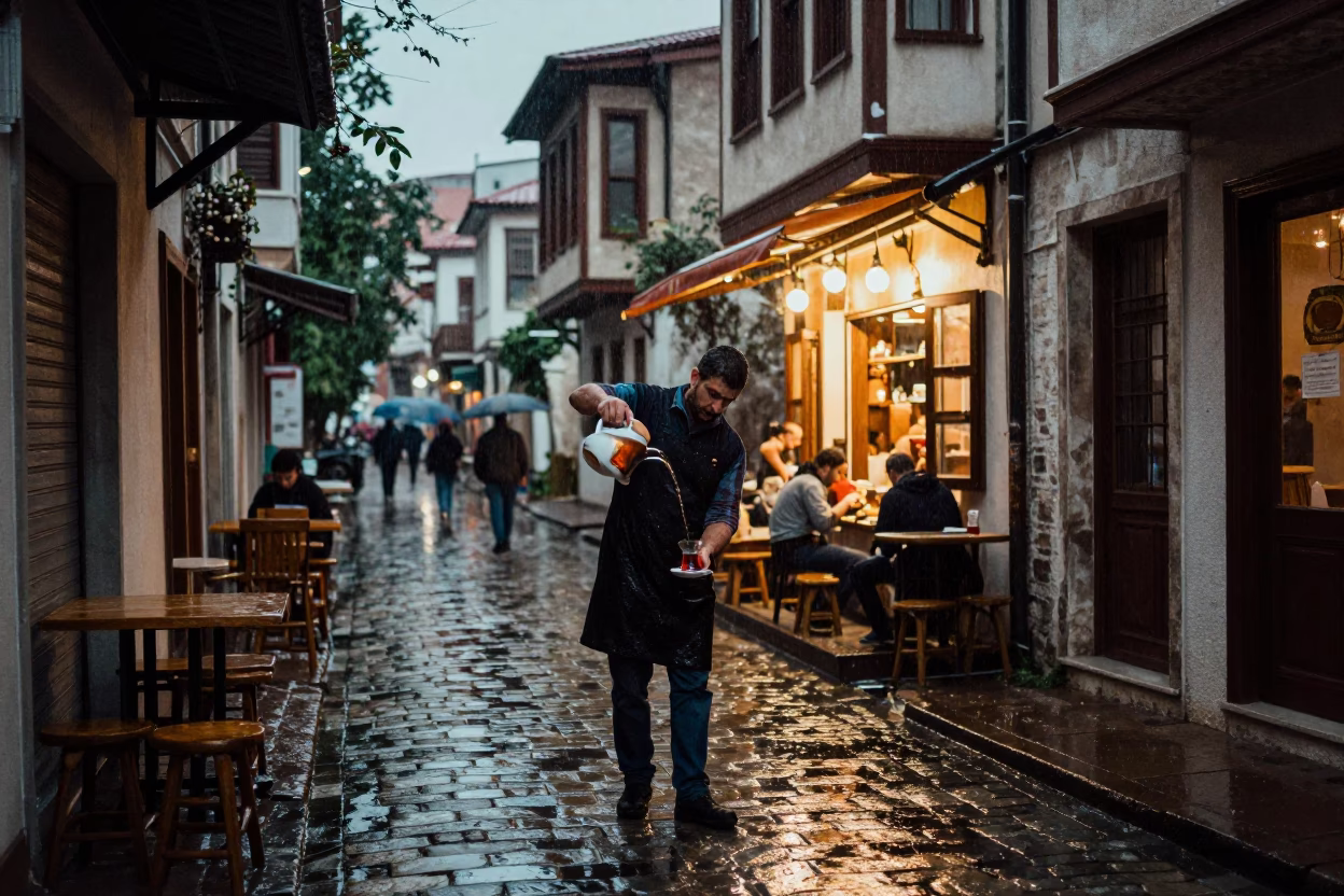 Pouring Tea in Izmir in in Izmir, Turkey