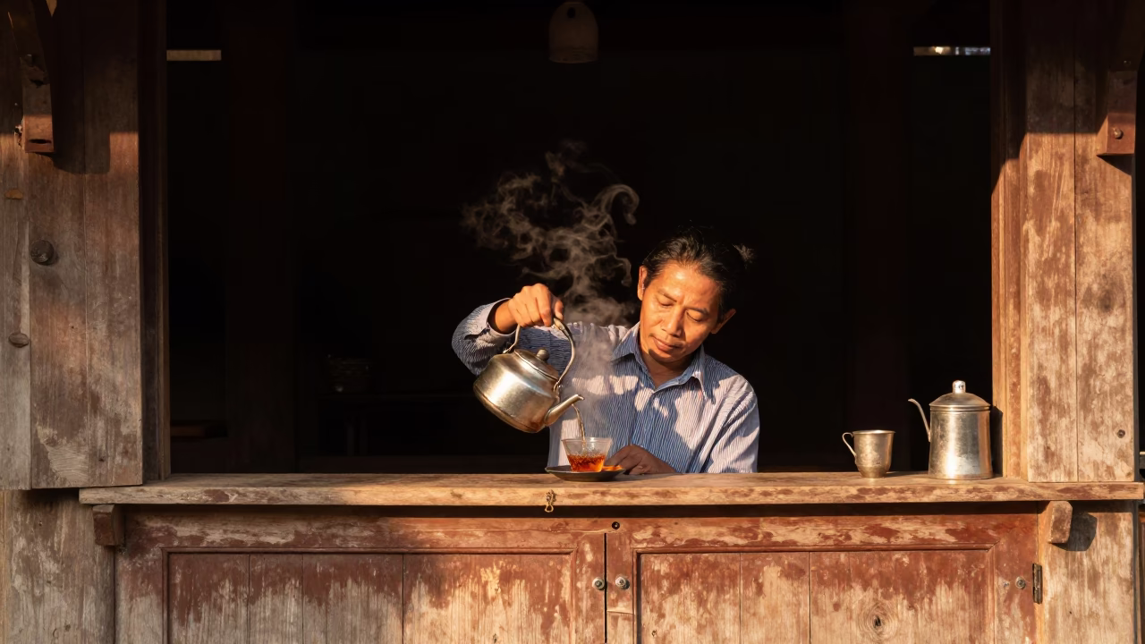 Pouring Tea in Luang Prabang in in Luang Prabang, Laos