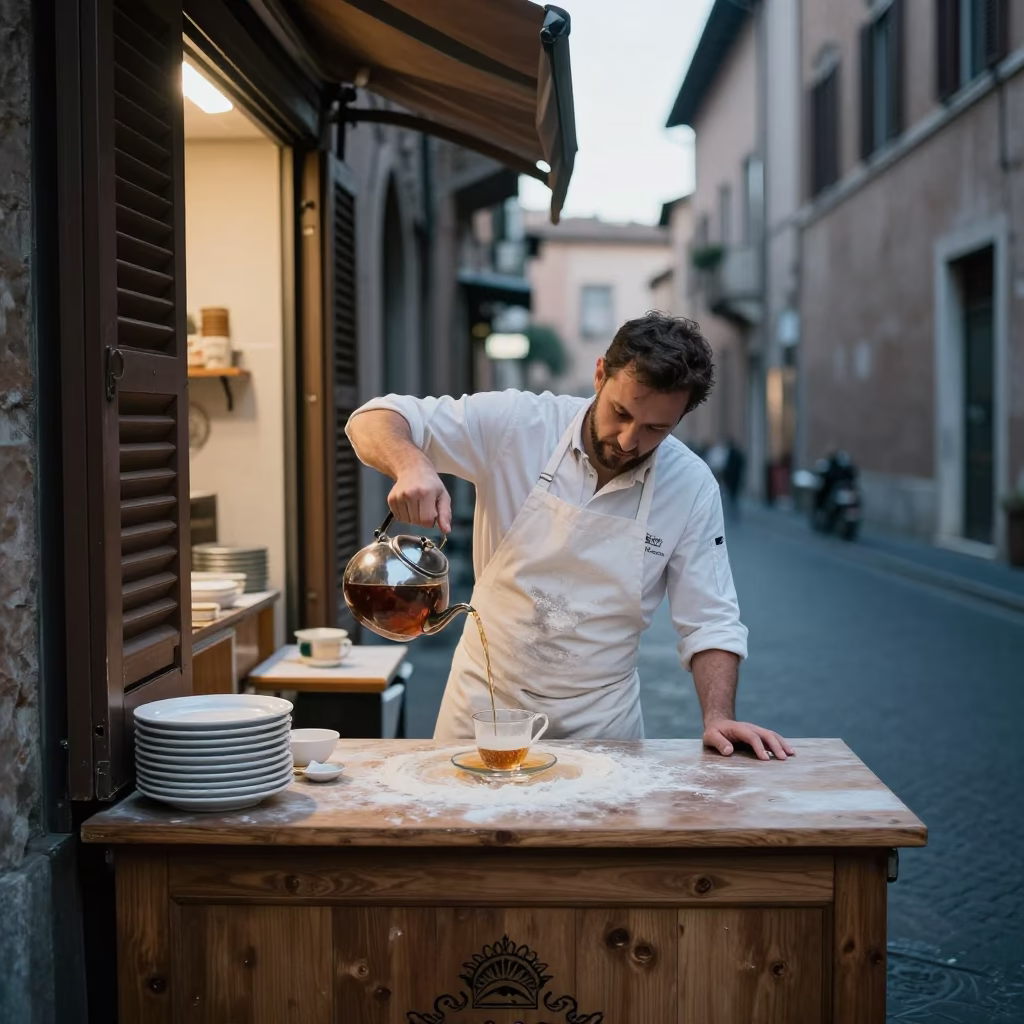 Pouring Tea in Rome in in Rome, Italy