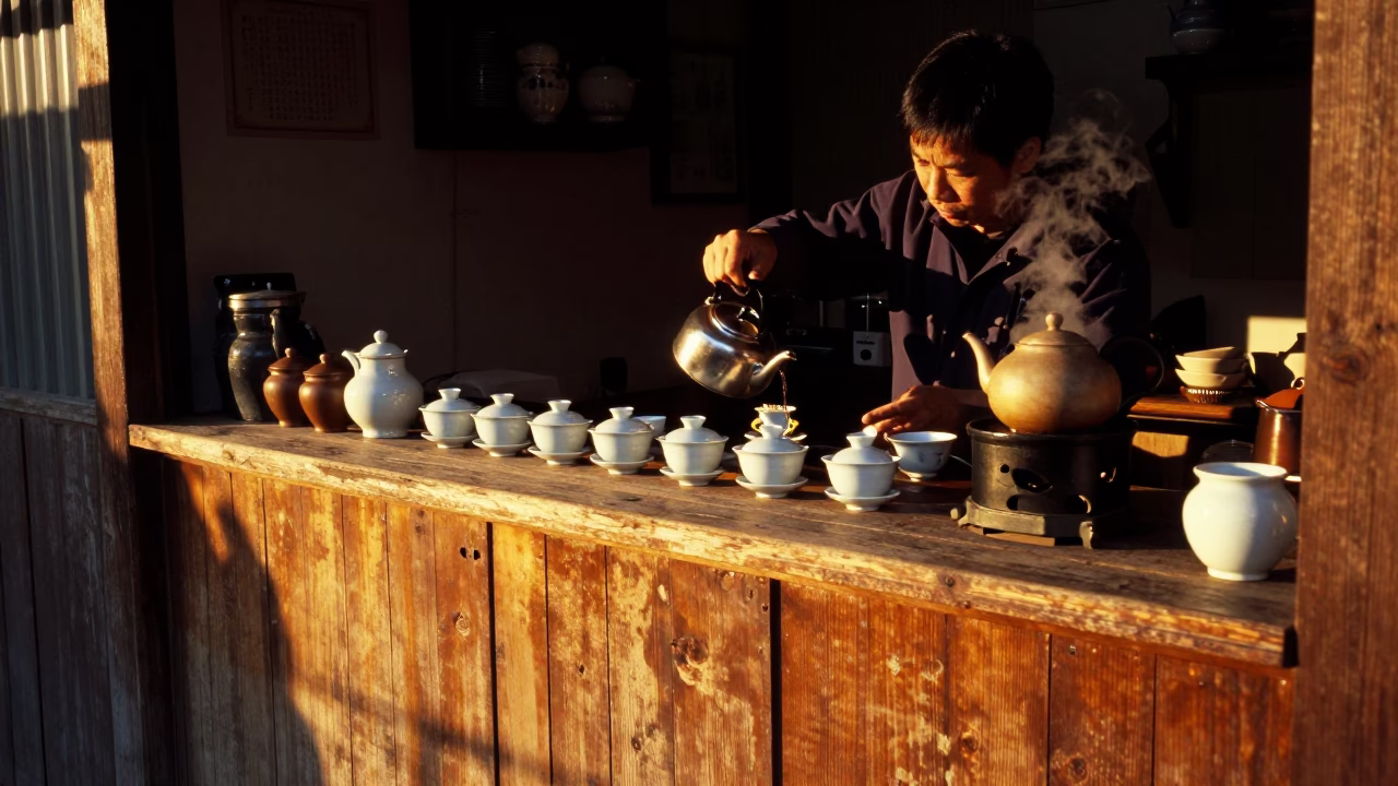 Pouring Tea in Tainan in in Tainan, Taiwan