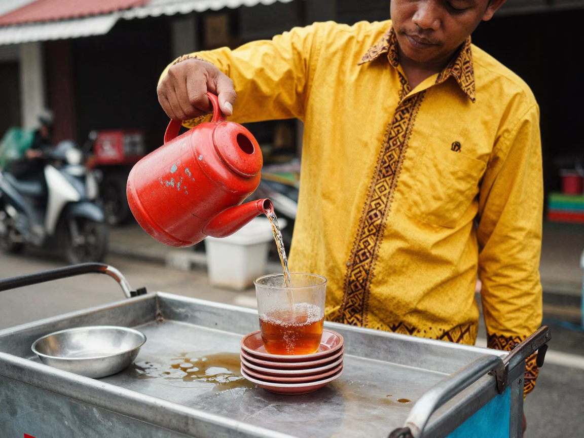 Pouring Tea in Yogyakarta in in Yogyakarta, Indonesia