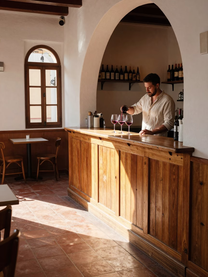 Pouring Wine in Granada in in Granada, Spain