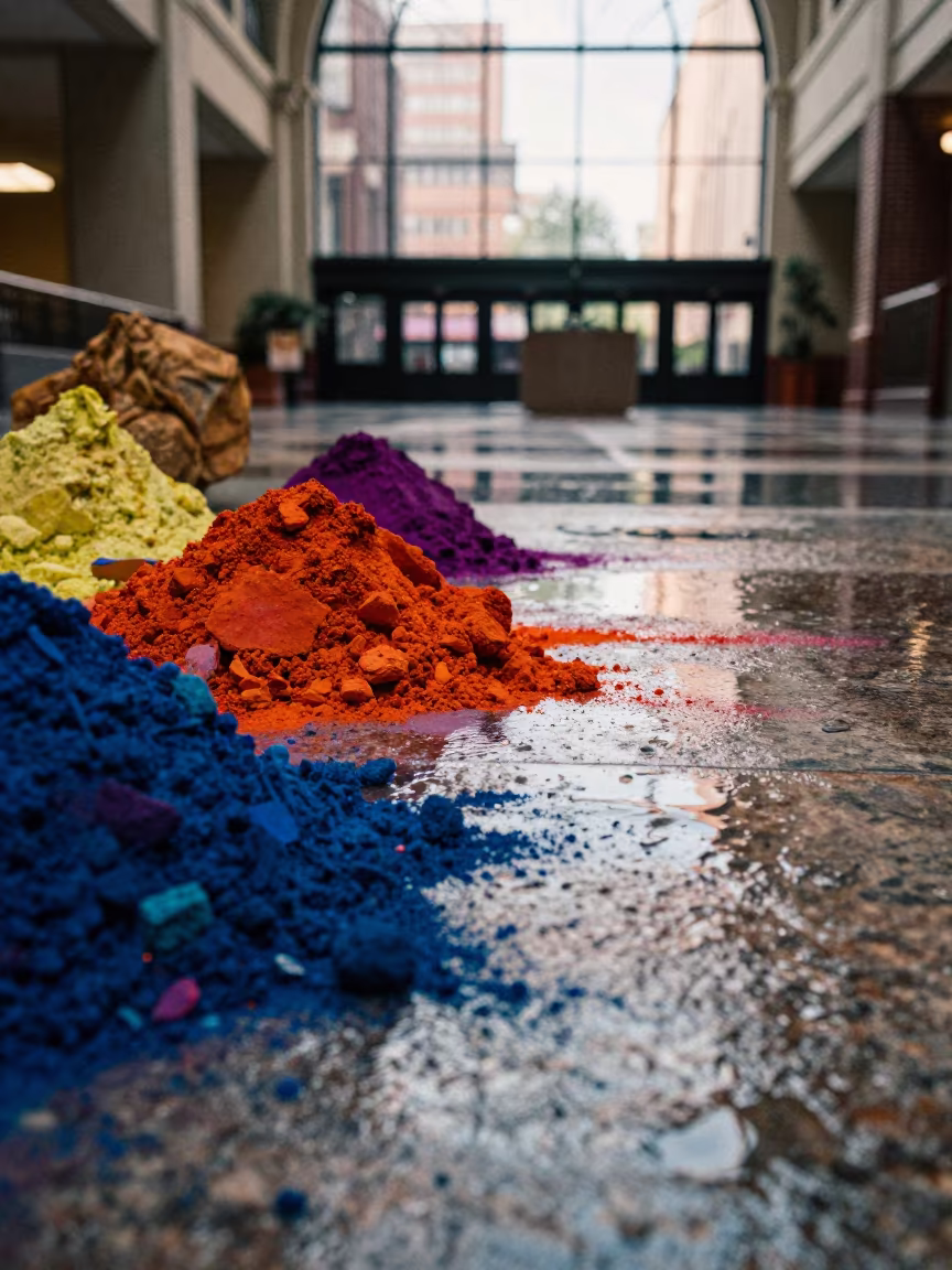 Powder Pigment Rainwater Georgetown Atrium in inside a vaulted atrium in Georgetown
