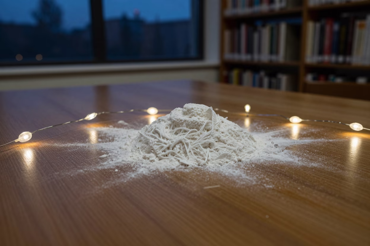 Powder Puff on Dusty Library Table in on a dusty library table in Kuantan