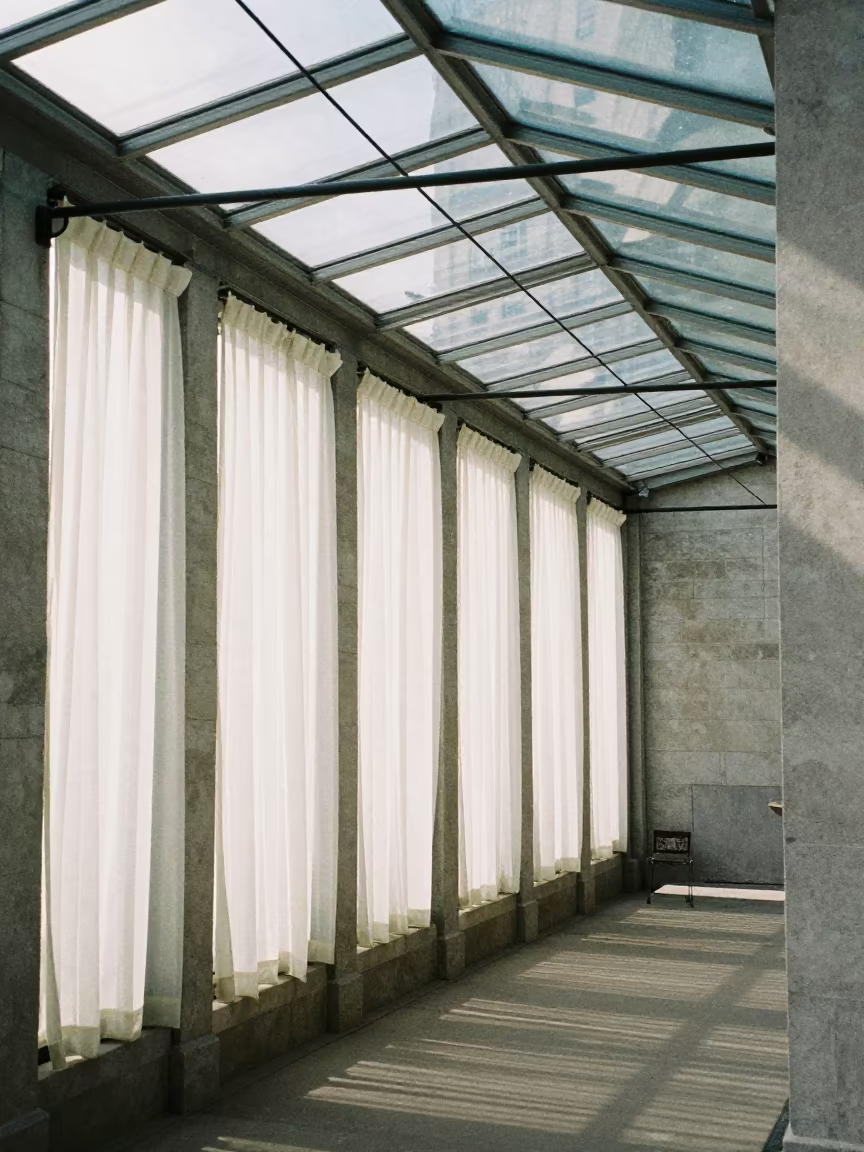 Power Lines Cross in Glass Arcade Saint Roch in inside a glass-roofed arcade in Saint-Roch, Quebec City