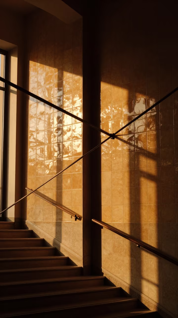Power Lines Cross in Tiled Stair Hall Aix in inside a tiled stair hall in Aix-en-Provence