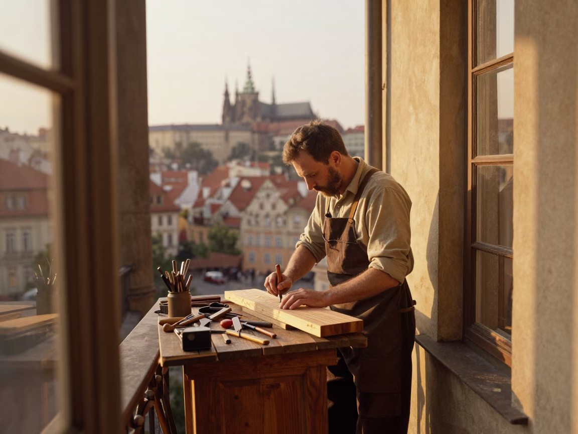 Prague Artisan at Golden Hour in in Prague, Czech Republic