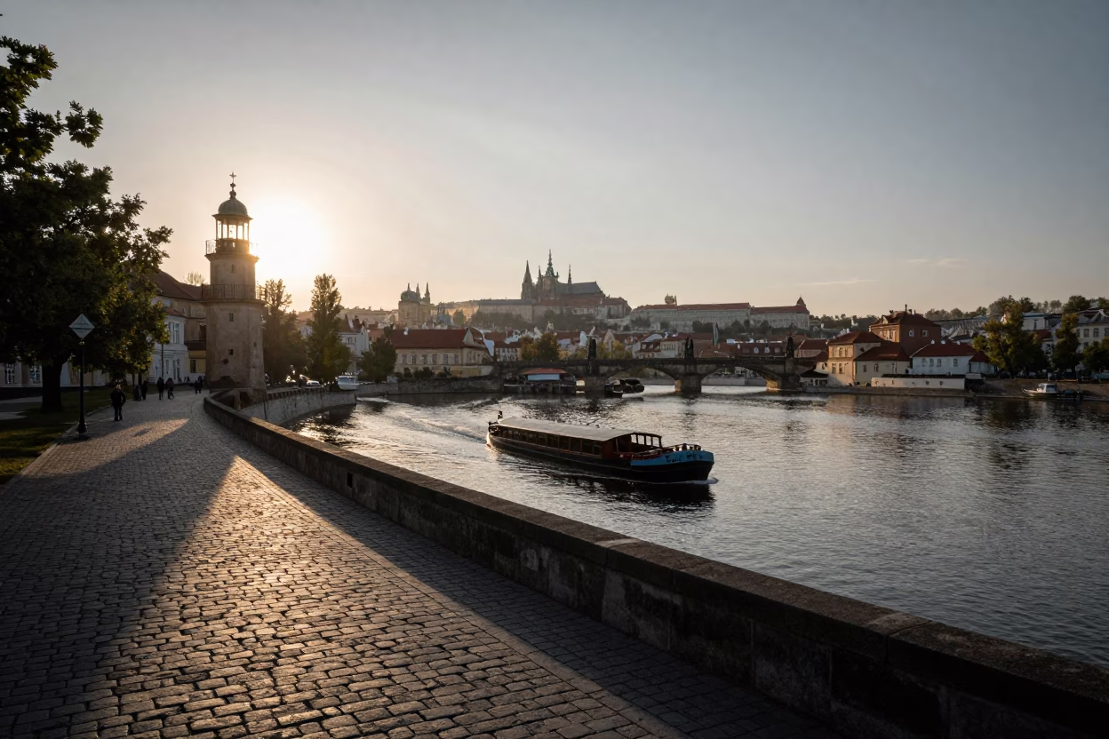 Prague Nautical Dawn at Nautical Dawn Light in in Prague, Czech Republic
