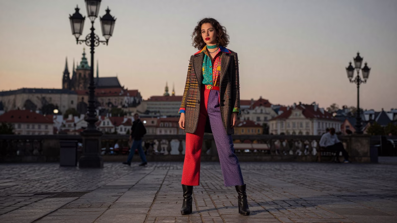 Prague Nautical Dawn High Fashion Street Style in 1980s Czech Republic in in Prague, Czech Republic