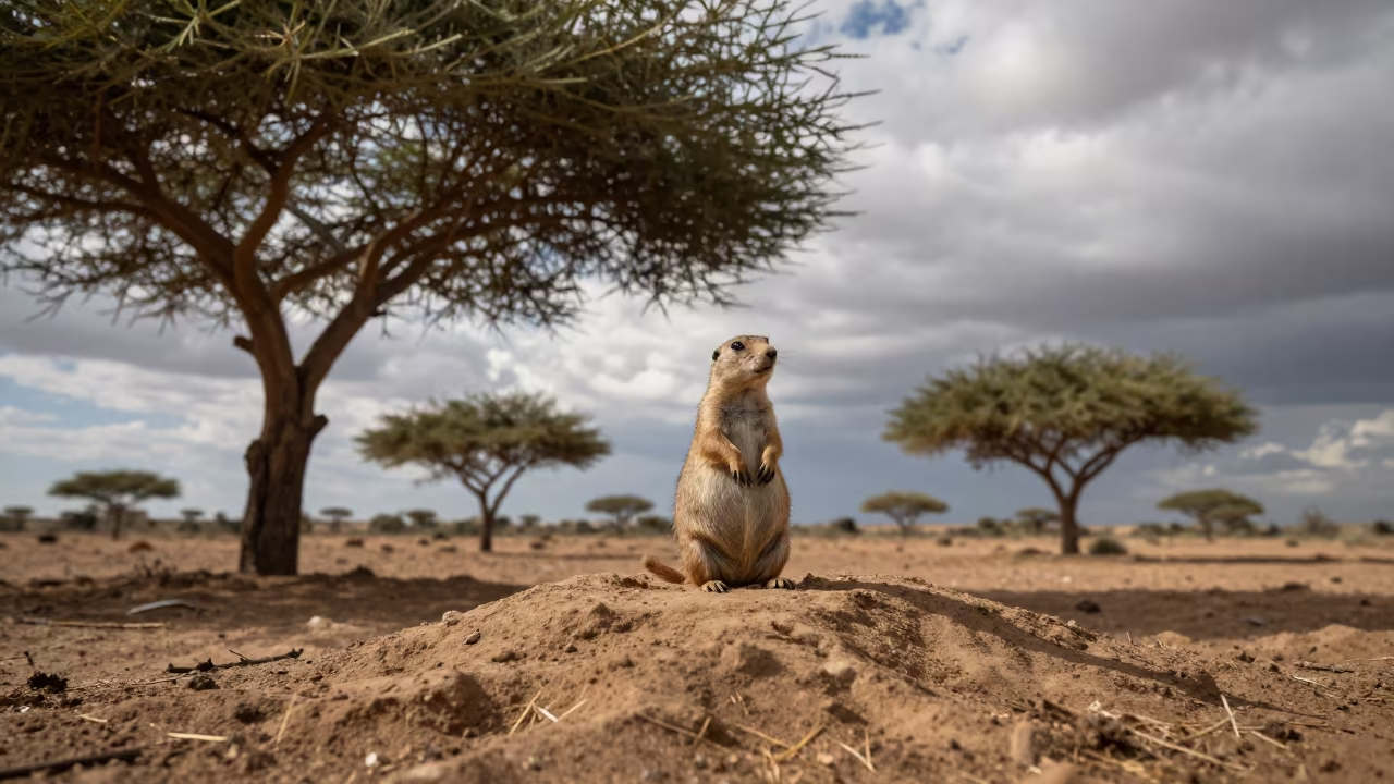 Prairie Dog Barking on Sahara Mound in in the Sahara