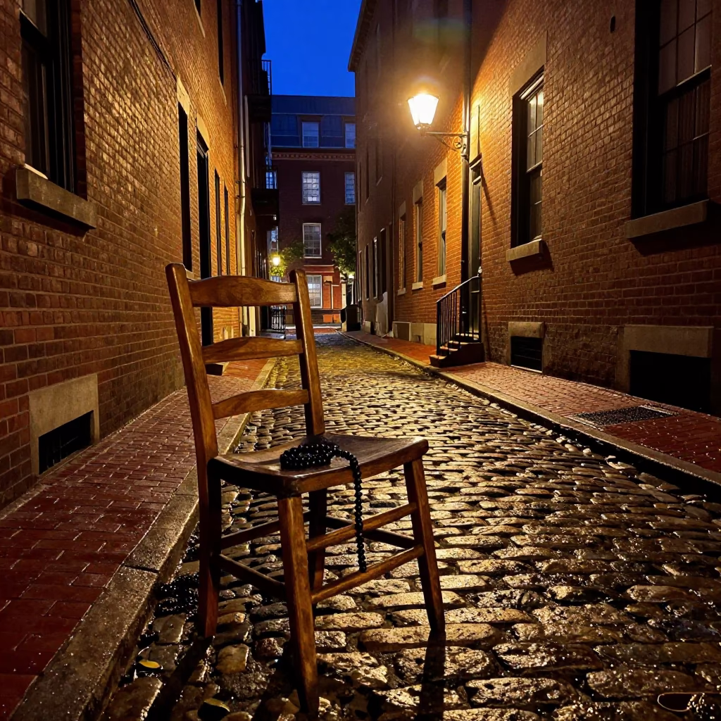 Prayer Beads at Midnight Light in Boston in in Boston, Massachusetts, United States
