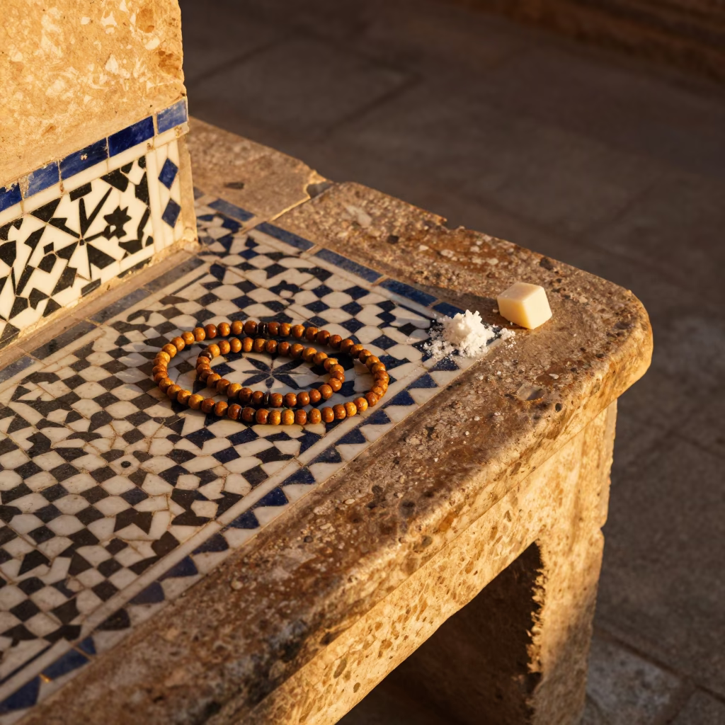 Prayer Beads in Fez at Honeyed Evening Light in in Fez, Morocco