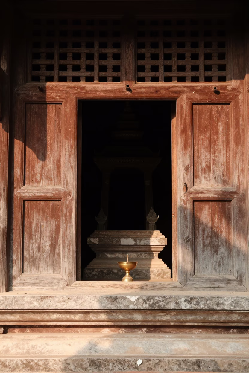Prayer Niche in Chiang Mai at As First Light Reaches The Scene in in Chiang Mai, Thailand