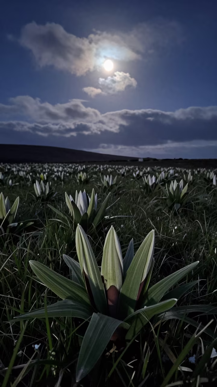 Prayer Plant Folded Leaves Moonlit Meadow in in a bloom-heavy meadow in Northern Ireland