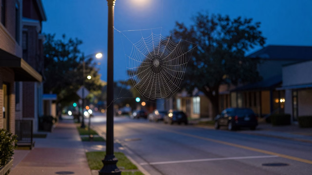 Pre-Dawn Austin Texas Street Scene with Dew and Urban Details in in Austin, Texas, United States