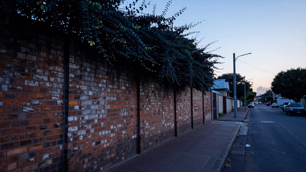 Pre-dawn Durban street scene with black pepper vine and morning light in in Durban, South Africa