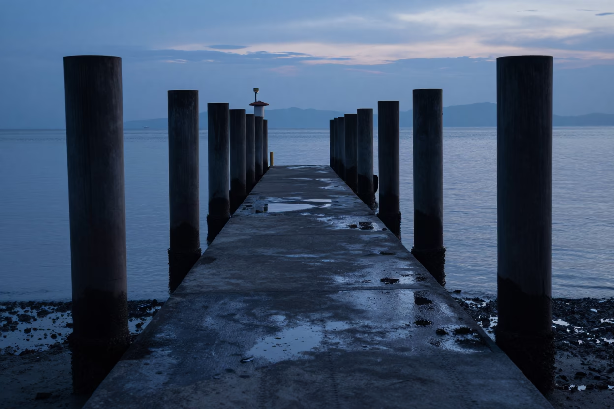 Pre-dawn Ferry Ramp at Low Tide in George Town Penang Malaysia in in George Town, Malaysia