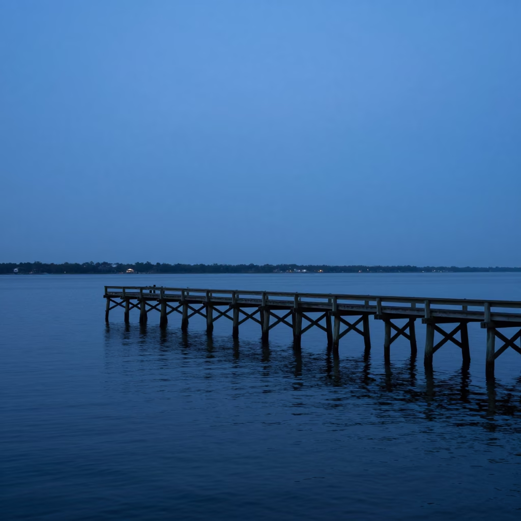 Pre Dawn in Charleston at Sunrise Light in in Charleston, South Carolina, United States