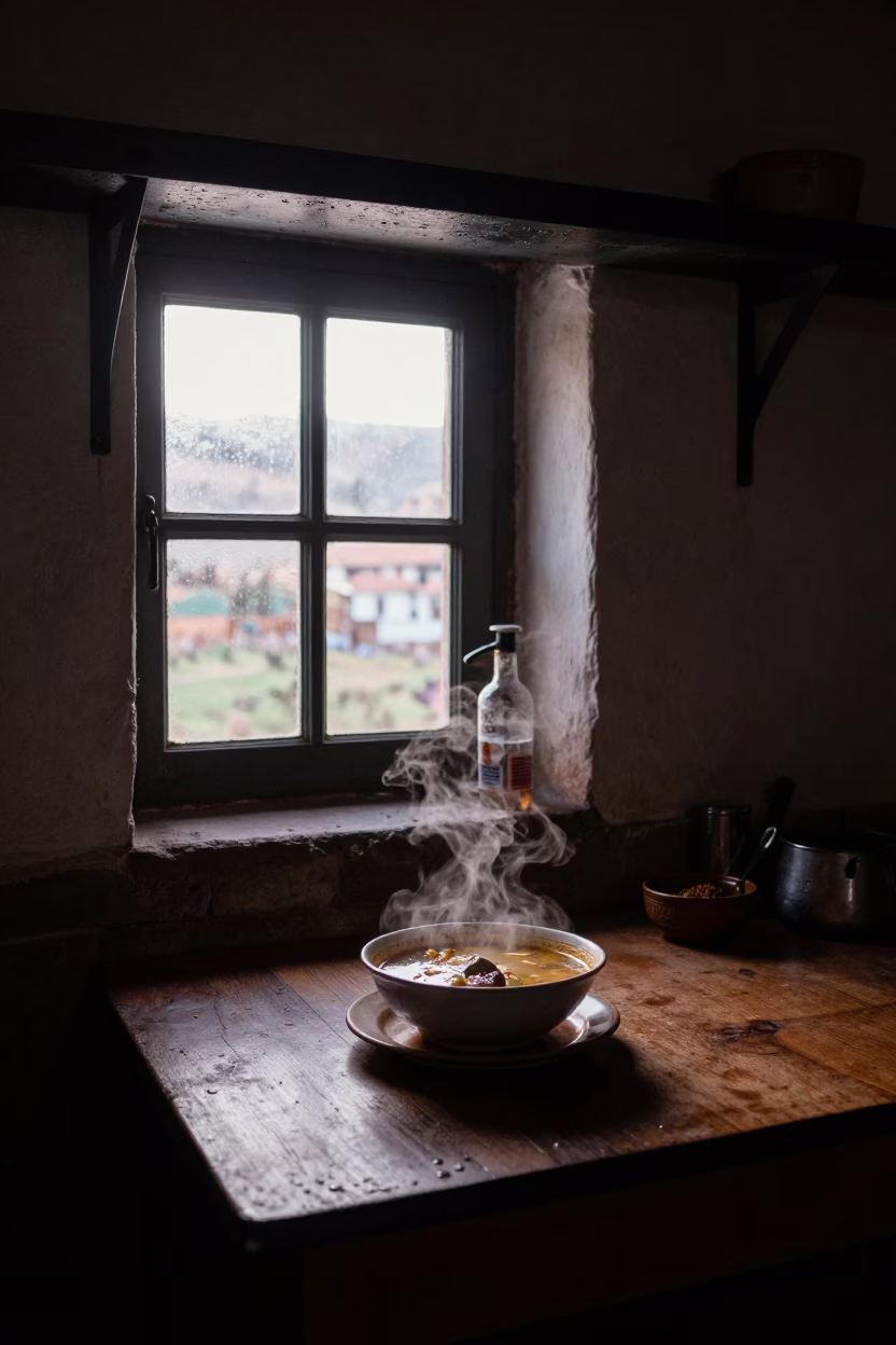 Pre-dawn Kitchen in Cusco at Sunrise Light in in Cusco, Peru