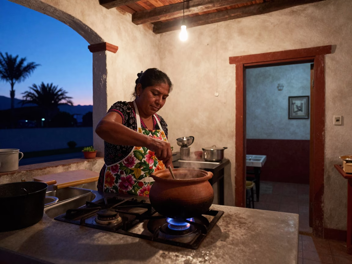 Pre-dawn Kitchen in Guadalajara at Sunrise Light in in Guadalajara, Mexico