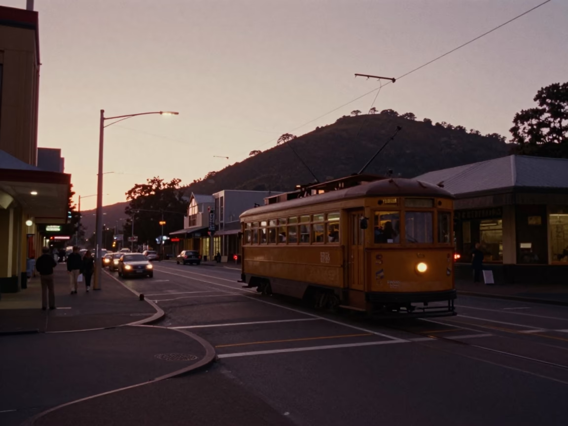 Pre-Dawn Light in Hobart at The Still Hours Before Dawn Light in in Hobart, Tasmania, Australia