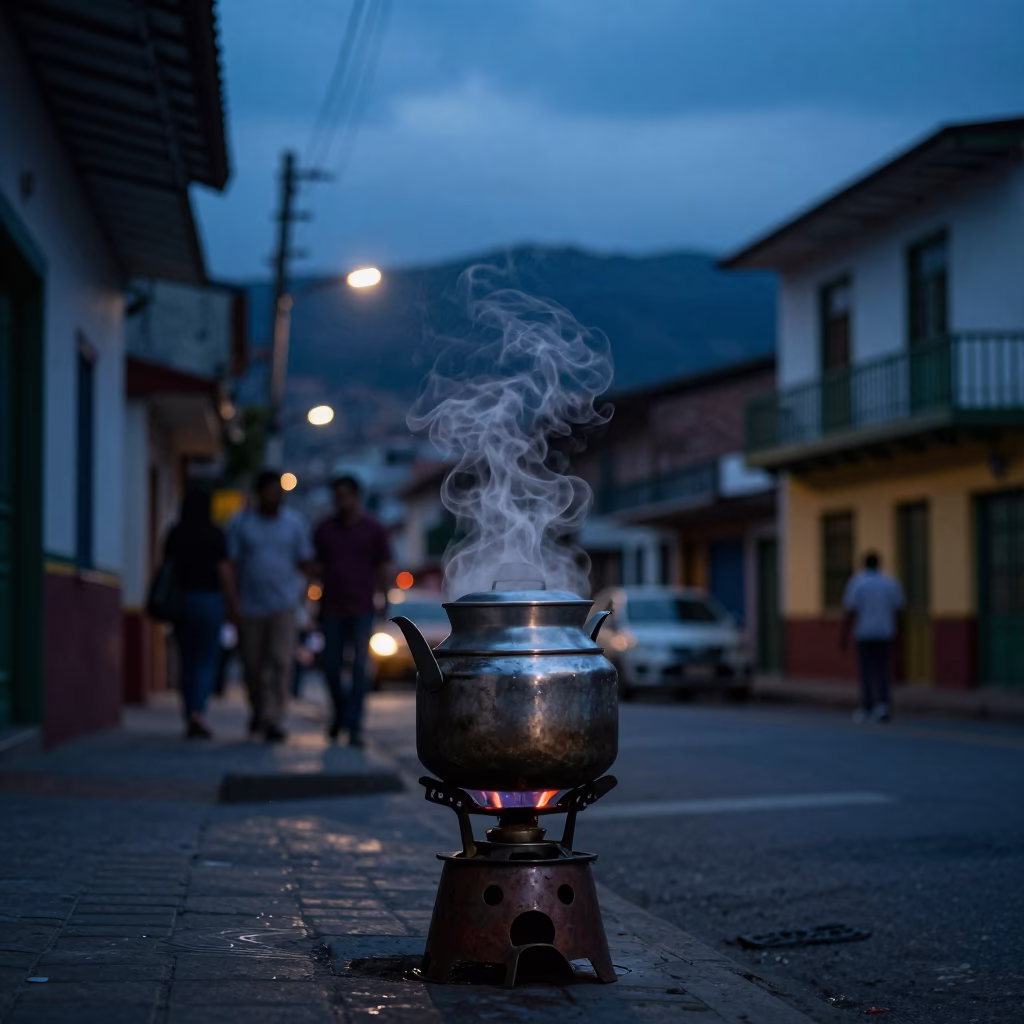 Pre-Dawn Light in Medellin at The Still Hours Before Dawn Light in in Medellin, Colombia
