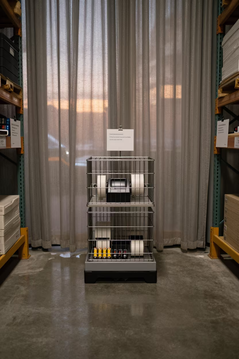 Pre-Dawn Logistics Station Madrid Warehouse in inside a warehouse aisle near Rastro, Madrid