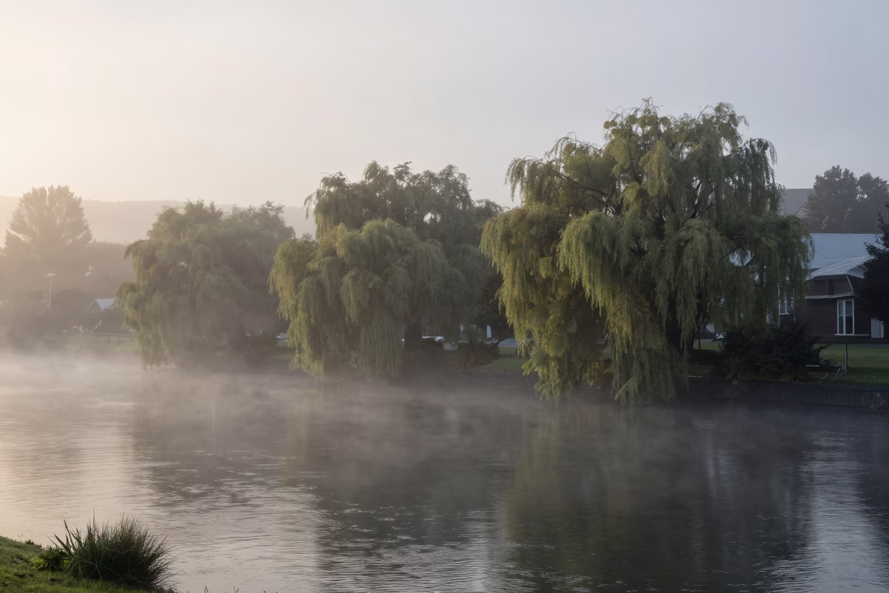 Pre-dawn Mist at Sunrise Light in Christchurch in in Christchurch, New Zealand