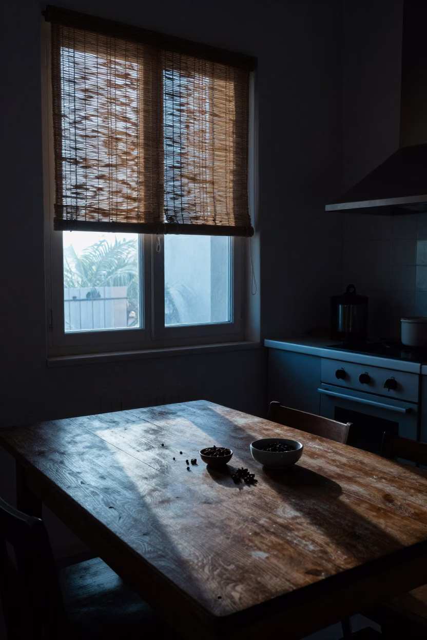 Pre-dawn Palermo Kitchen Scene with Spices and Morning Light in in Palermo, Italy