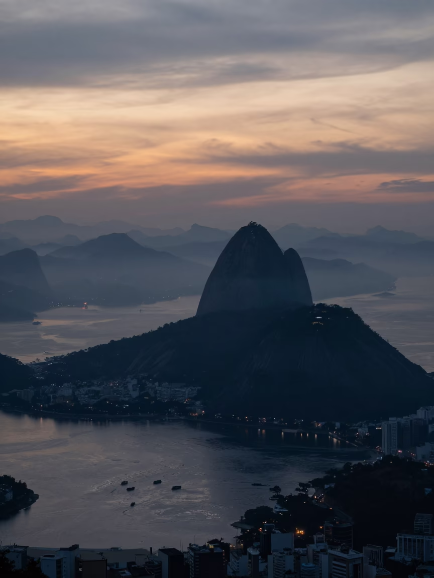 Pre-dawn Skyline in Rio De Janeiro in in Rio de Janeiro, Brazil