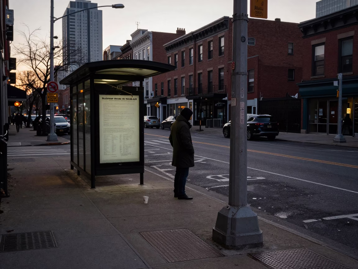 Pre-Dawn Street Corner in Philadelphia Pennsylvania with Coffee Cup and City Lights in in Philadelphia, Pennsylvania, United States