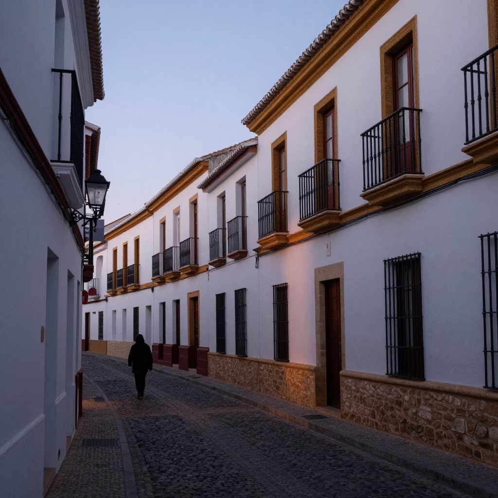 Pre-dawn street scene in Granada Spain with historic architecture and quiet morning ambiance in in Granada, Spain