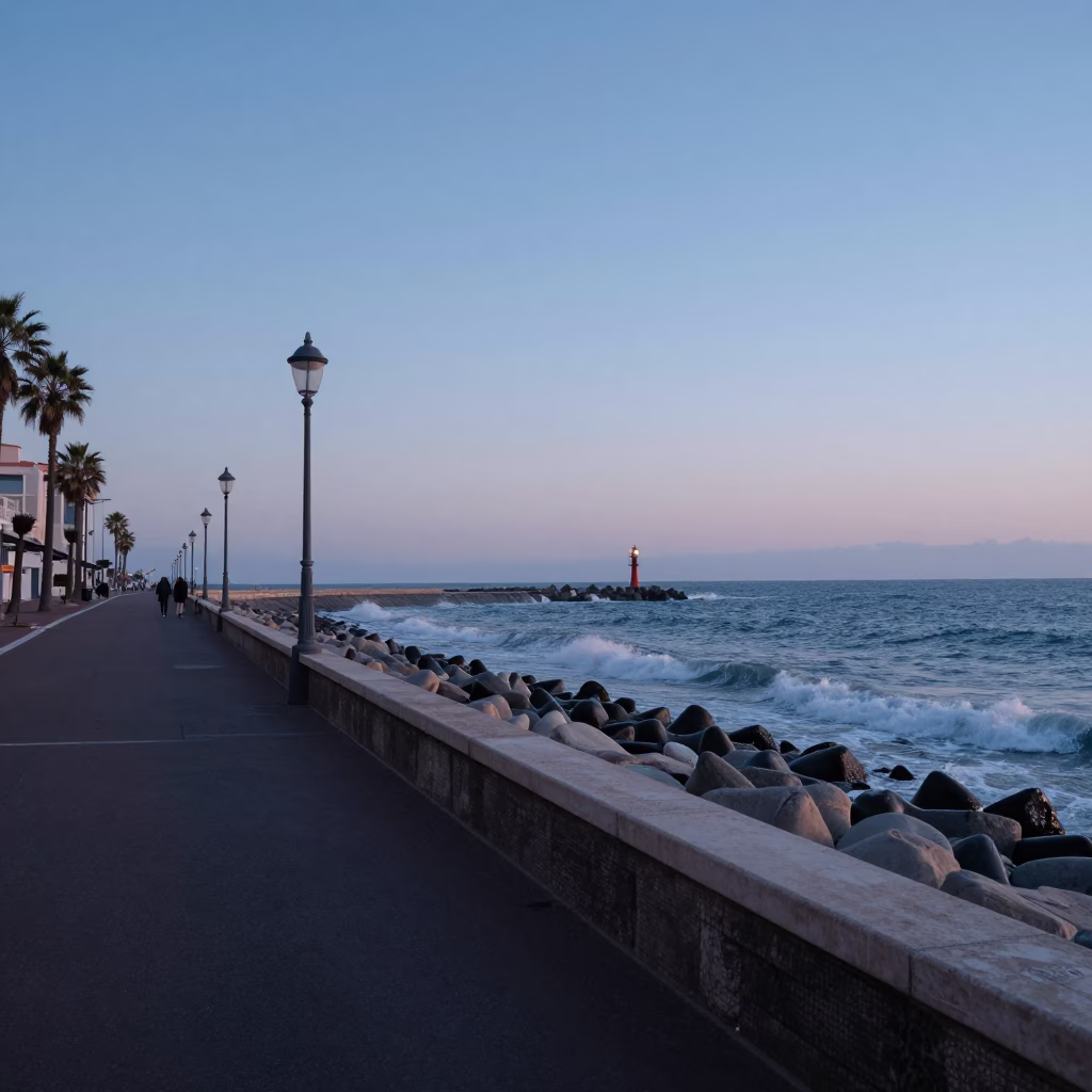 Pre-dawn street scene in Nice France with early morning light and local architecture in in Nice, France