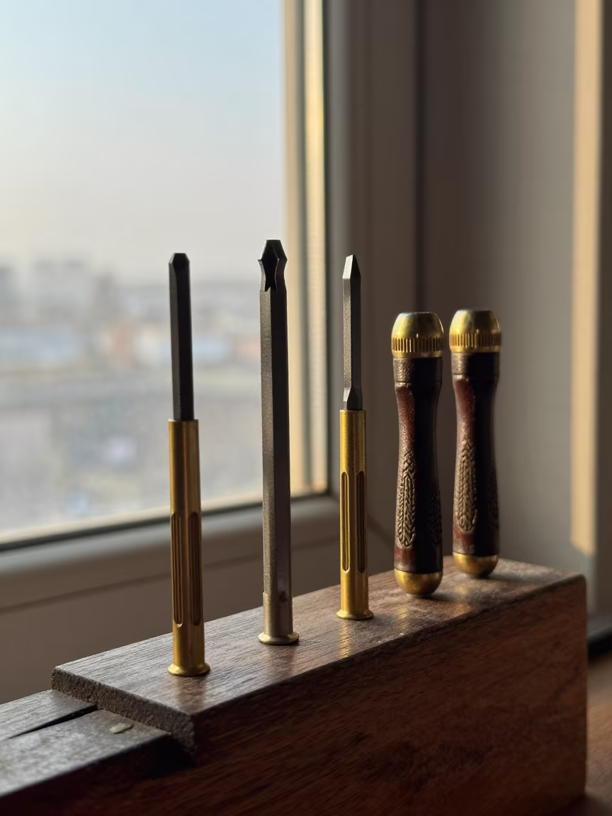 Precision Screwdrivers in Kabul Workshop Morning in in a workshop in Kabul