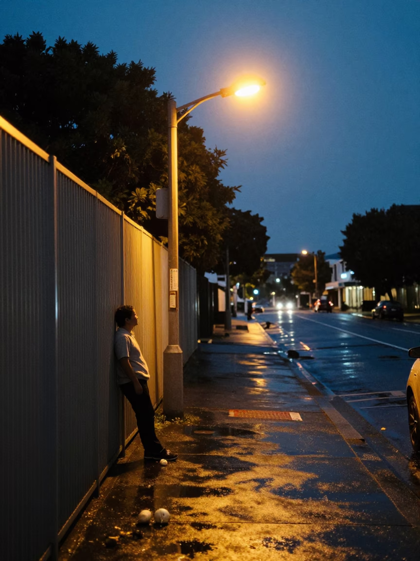 Predawn Auckland Street Scene with Pastry Brush and Onions Near Harbor in in Auckland, New Zealand