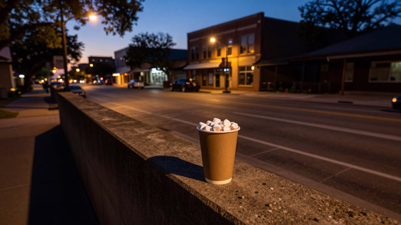 Predawn Austin Texas Street Scene with Warm Light and Urban Elements in in Austin, Texas, United States