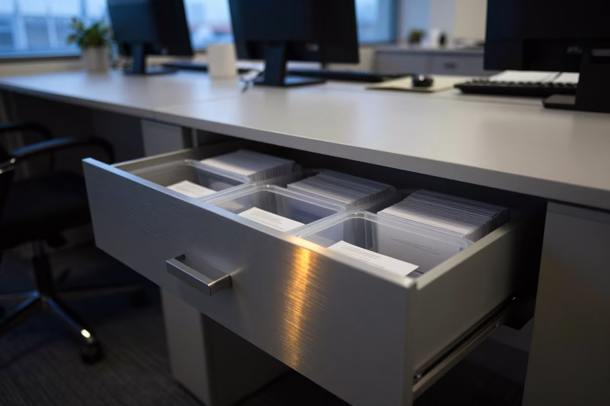 Predawn Badge Issuer Drawer Office Shanghai in inside an open-plan office bay near Shanghai