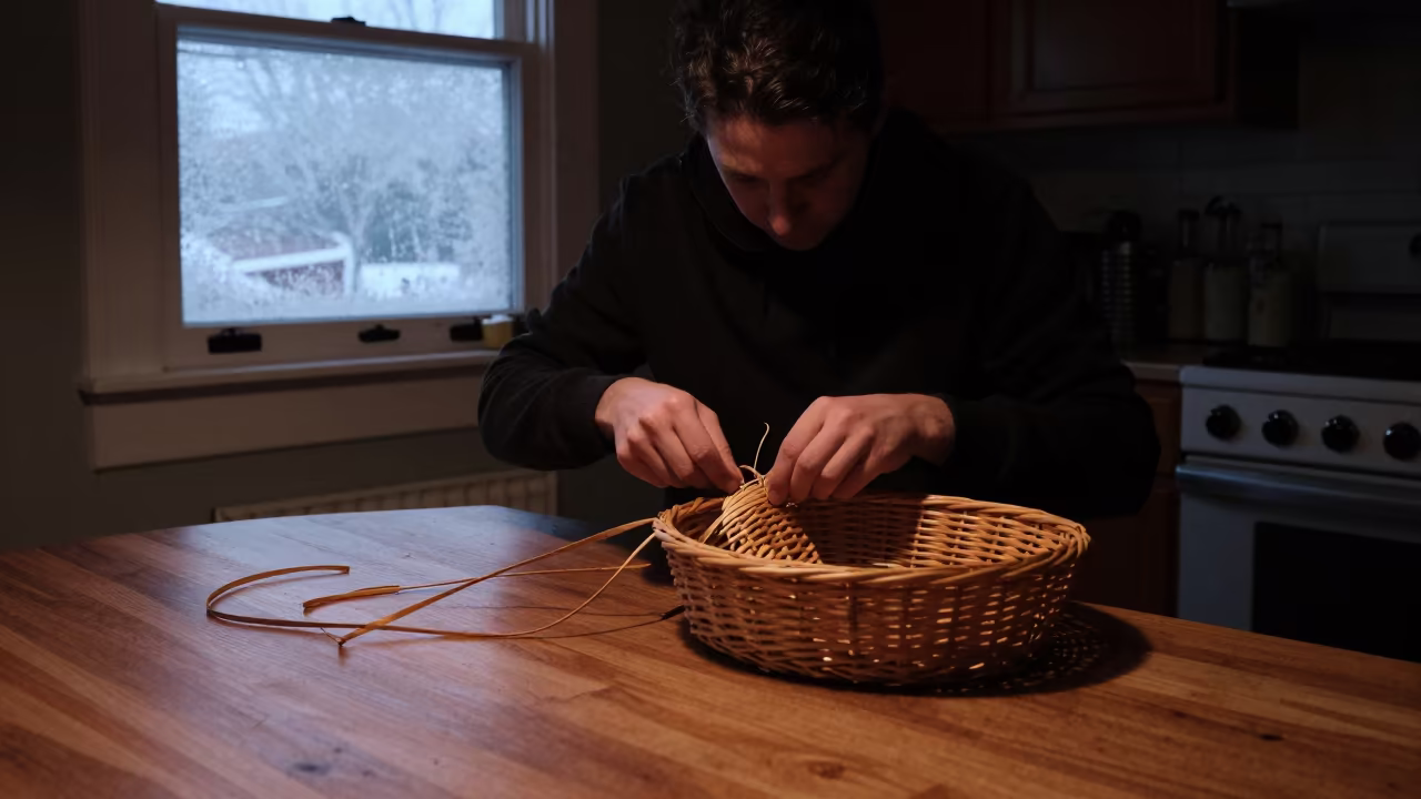 Predawn Basket Weaver in Winter Kitchen in in a kitchen in Cincinnati