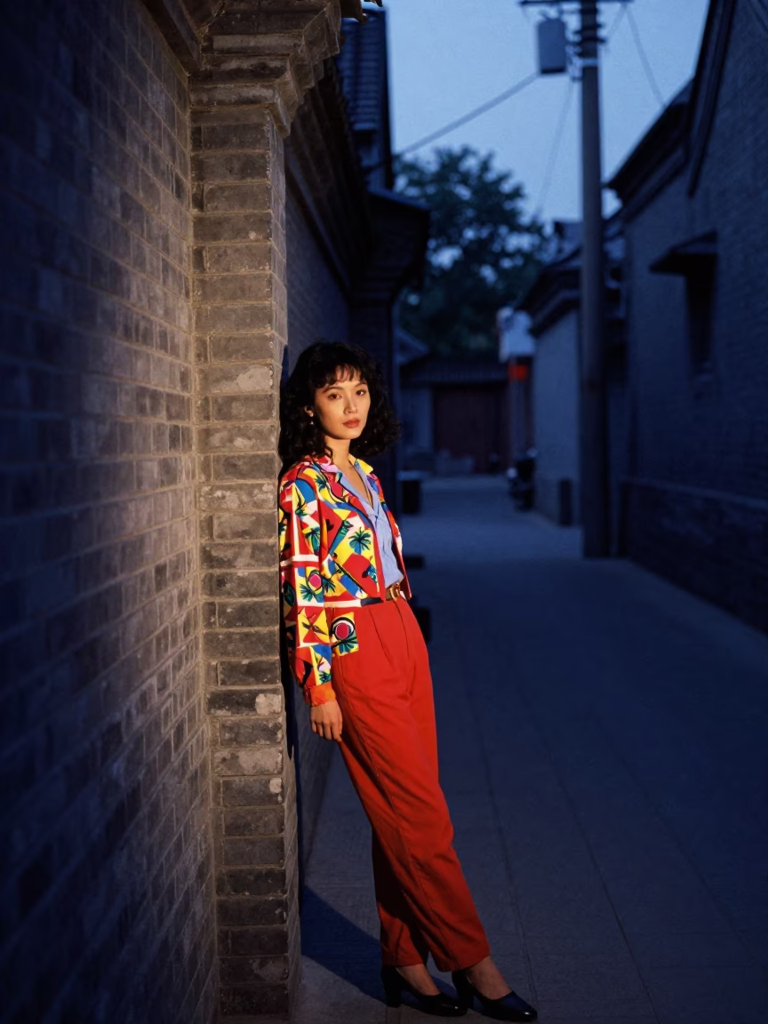 Predawn Beijing Street Scene with Vintage 1980s Fashion and Glass Bottles in in Beijing, China