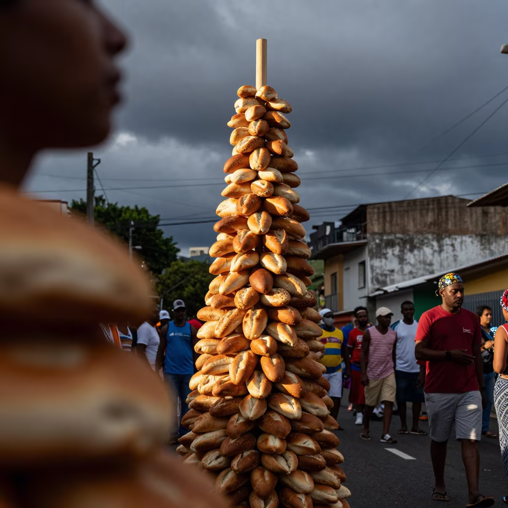 Predawn Bread Tower Procession in Soweto in at a festival street procession in Soweto