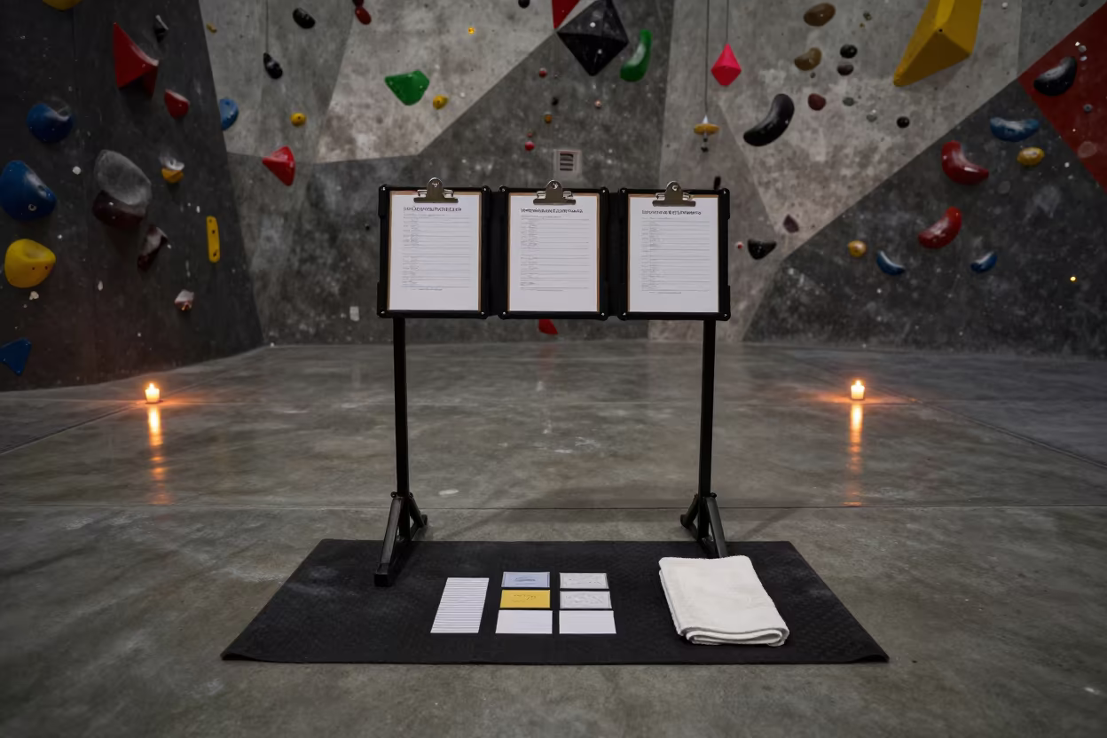 Predawn Candlelit Timing Gate Case in Konya Gym in inside a climbing gym warmup zone near Konya