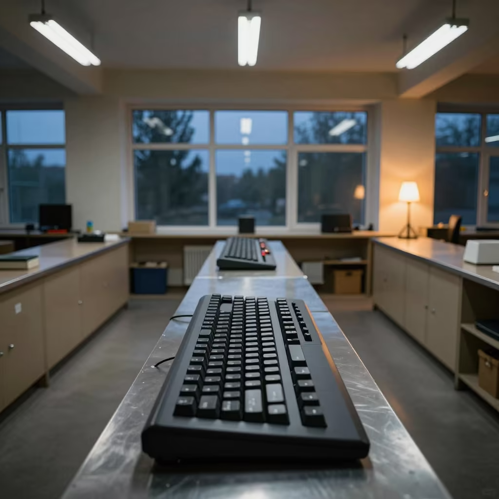 Predawn Carpet Cleaner Key Board Stockroom Oskemen in inside a stockroom behind the sales floor in Oskemen