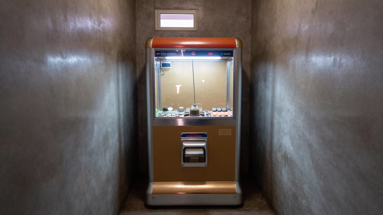 Predawn Coin Machine Kit in Phnom Penh Fitting Room in inside a fitting room corridor in Phnom Penh