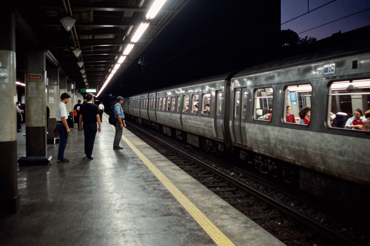 Predawn Commuter Train Platform in São Paulo Brazil Morning Rush in in São Paulo, Brazil