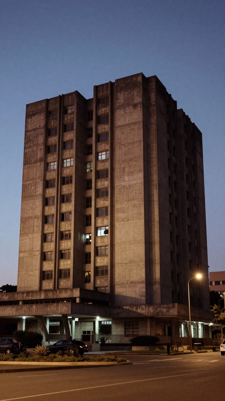 Predawn Concrete Brutalist University Building in Johannesburg South Africa in in Johannesburg, South Africa