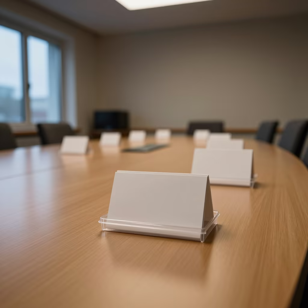 Predawn Conference Room Tent Card Tray in inside a conference room near Latina